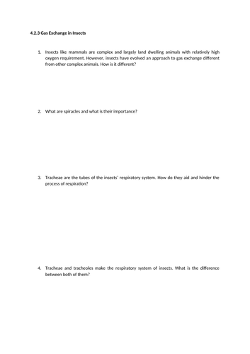 As Biology (Edexcel) Topic 4: Gas Exchange