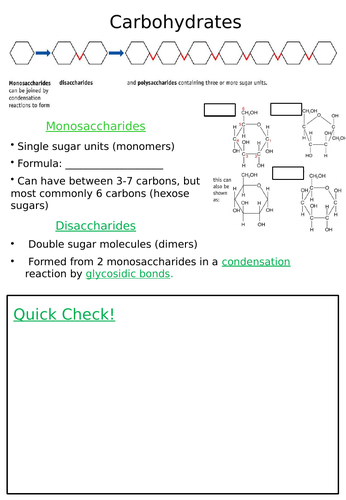 NEW (2016) AQA A-Level Biology - Carbohydrates (Mono, di, poly)
