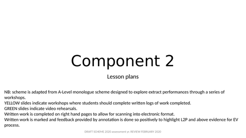 BTEC TECH AWARD COMP 2 REHEARSAL WORKSHOP SCHEME ( FLEXIBLE PLAYS)