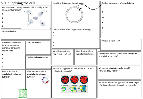 Revision learning mats-GCSE Biology (OCR Gateway) Scaling Up