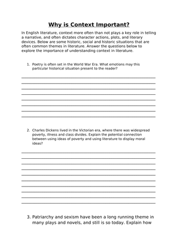 Why is Context Important? Worksheet