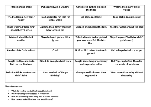 ASSEMBLY / FORM TIME - ADAPTABILITY EMPATHY - LINKS TO LOCKDOWN