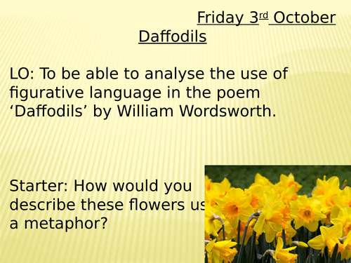 Poems Daffodils and Upon Westminster Bridge lessons