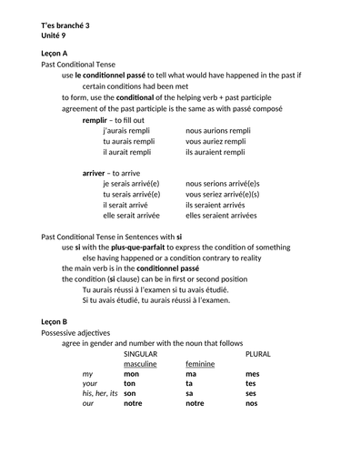 T Es Branche 3 Unite 9 Study Guide Teaching Resources