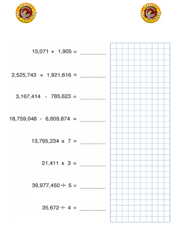 Calculating with large numbers 2