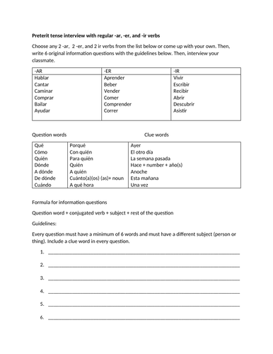 Preterit tense regular verbs interview