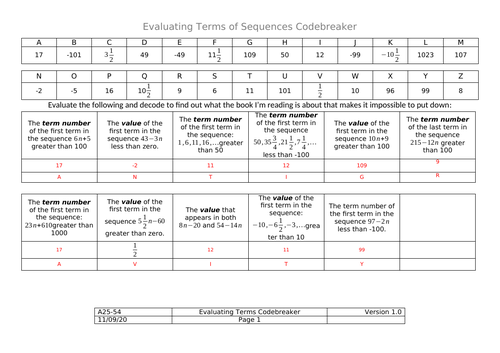 Codebreaker - Evaluating Terms of Sequences