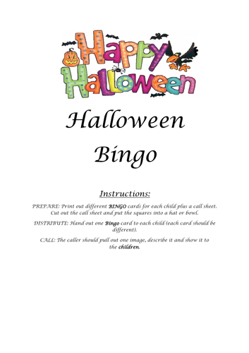 Halloween Bingo Game