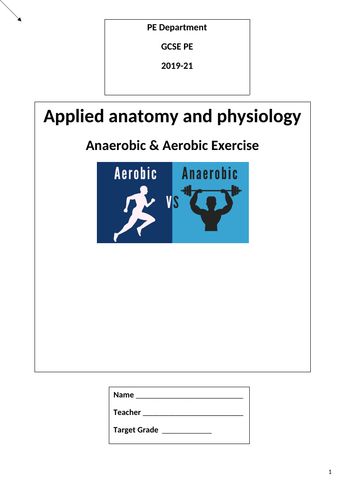 AQA GCSE PE Work booklet and teaching powerpoint for Aerobic and Anaerobic exercise