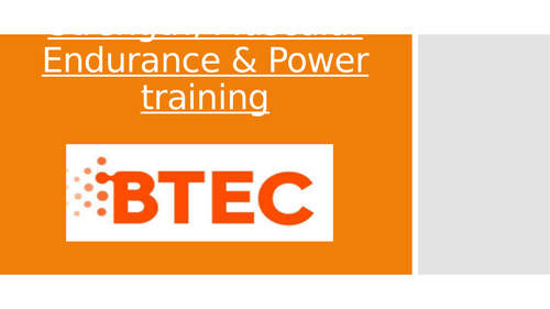 Lesson 6: Strength, Muscular Endurance & Power Training (BTEC First Sport Level 2, unit 1)