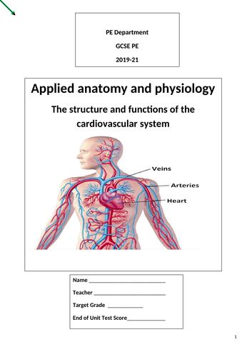 AQA GCSE PE Work booklet and teaching powerpoint for Cardiovascular system