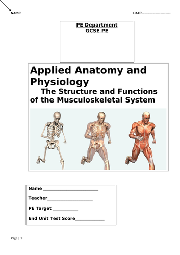 AQA GCSE PE Work booklet and teaching powerpoint for Musculo Skeletal System
