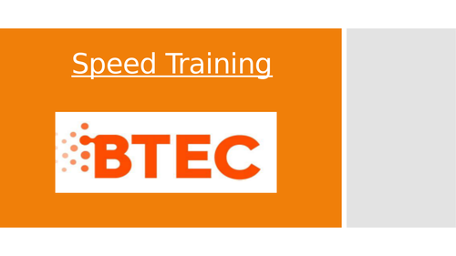 Lesson 8: Speed Training (BTEC First Sport Level 2, unit 1)