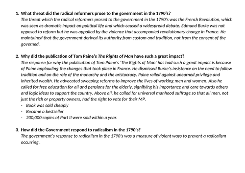 Radicalism in the 1790's