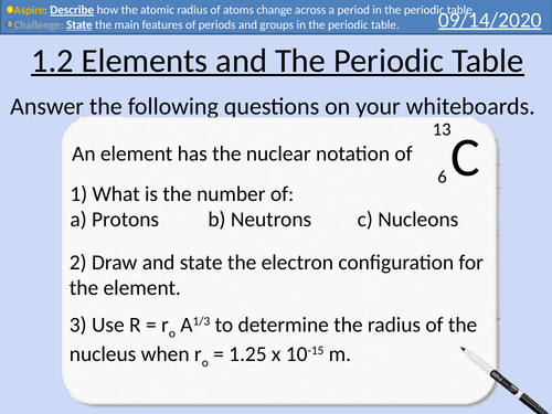 OCR Applied Science: 1.2 The Periodic Table