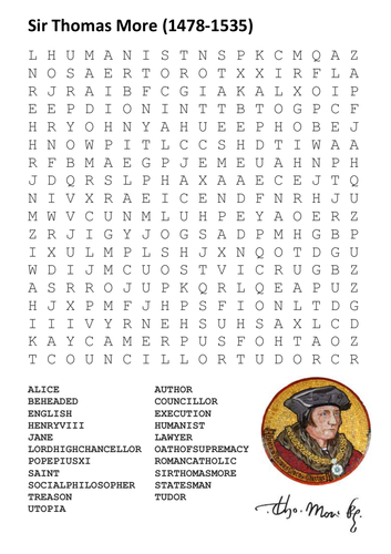 Sir Thomas More Word Search