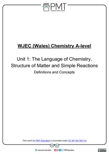WJEC Wales A-level Chemistry Definitions