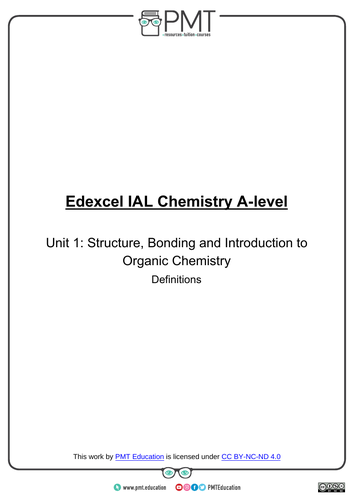 Edexcel IAL Chemistry Definitions