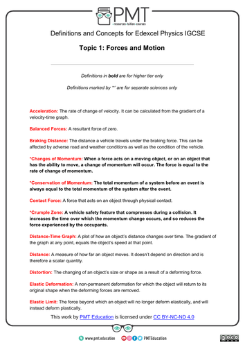 Edexcel IGCSE Physics Definitions