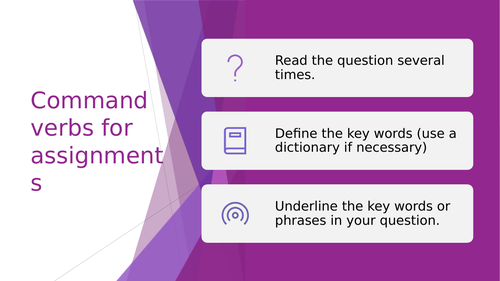 Basic command verbs lesson - Aimed at Level 2
