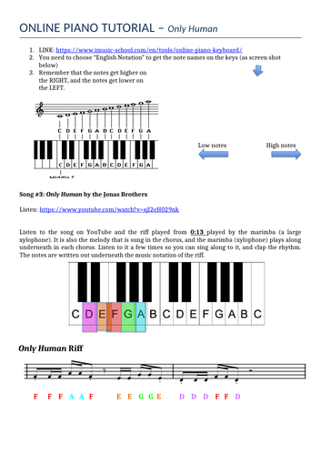 Home Learning: Keyboard Riffs - "Only Human"