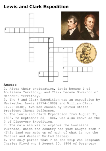 Lewis and Clark Expedition Crossword Teaching Resources