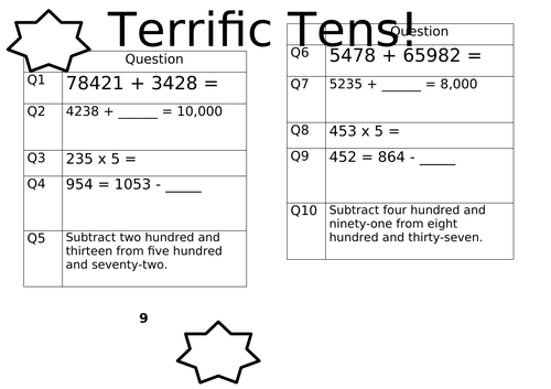 Terrific Tens starter pack Year 5