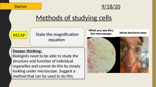 AQA A-Level New specification-Methods of studying cells-Section 2-Cells 3.1 (AQA spec 3.2.1.3)