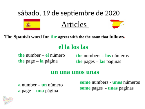 Spanish articles GCSE revision AQA