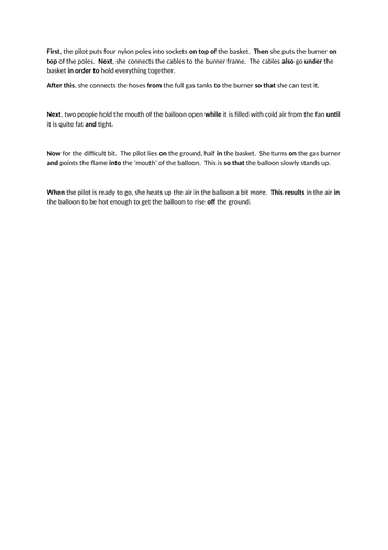 Y4 sequencing activity for explanation texts