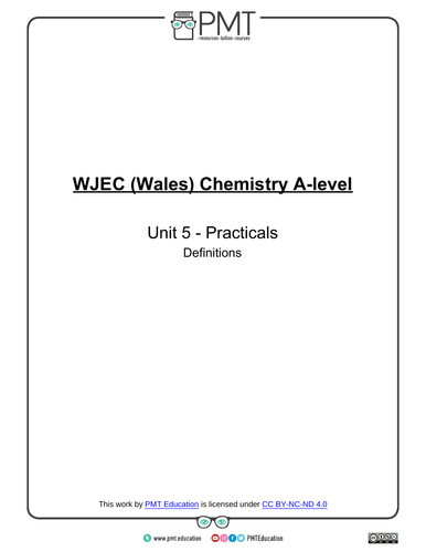 WJEC Wales A-level Chemistry Practical Definitions