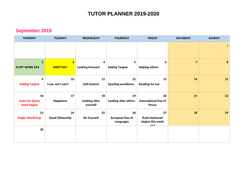 Assembly Planner and Thought for the Day - Whole Year model