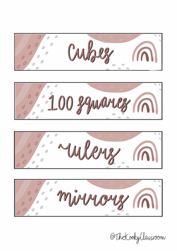 Pastel Maths Resource Tray Labels