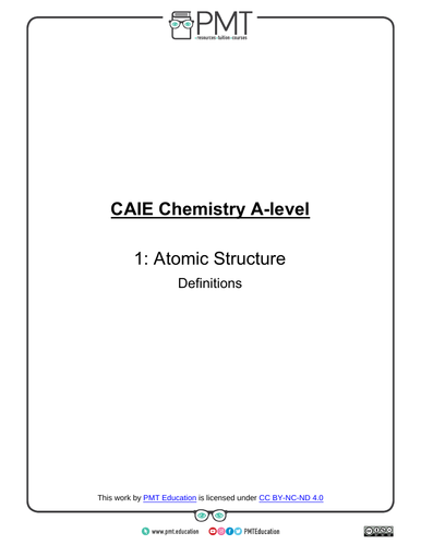 CAIE A-level Chemistry Definitions