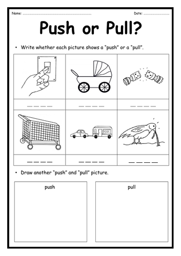 Push or Pull - Forces Worksheet | Teaching Resources