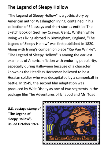 The Legend of Sleepy Hollow Handout