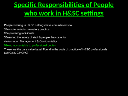 Accountability to Professional Bodies (Unit 2 Working in HSC) Learning Aim A3