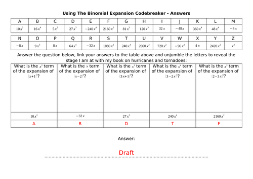 Using The Binomial Expansion Codebreaker