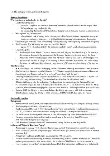 AQA Hist Section 4 1917-23: International Relations