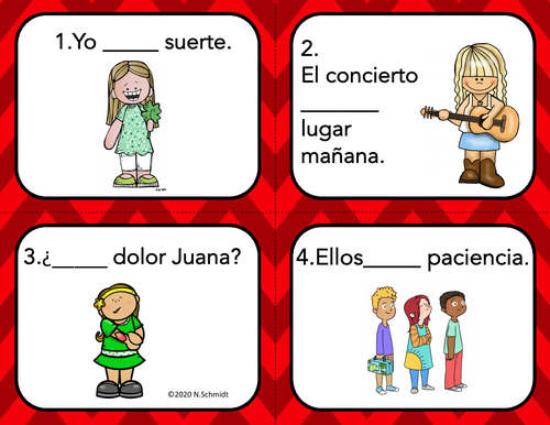 Spanish Tener Expressions TASK Cards: 24 Different Expressions