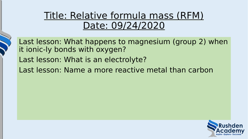 AQA Quantitative chemistry (triolgy and triple) complete unit