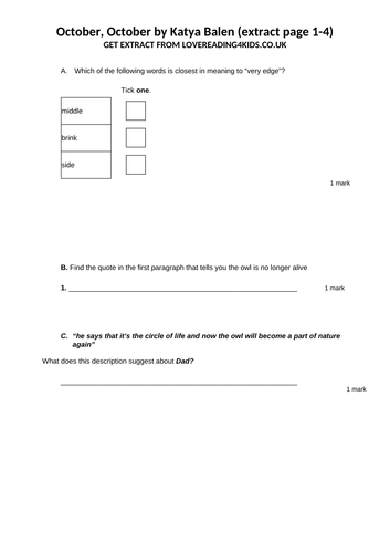 SATS style reading questions