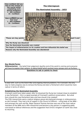 AQA Unit 1D - Recap on The Nominated Assembly, 1653