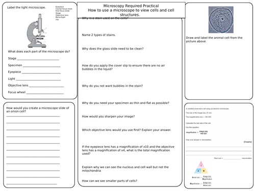 Microscope GCSE REQUIRED PRACTICAL REVISION SHEET