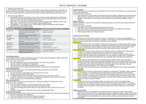 BTEC Digital Information Technology Comp 1 User interfaces
