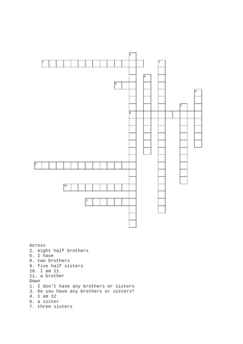 French - brothers and sisters crossword