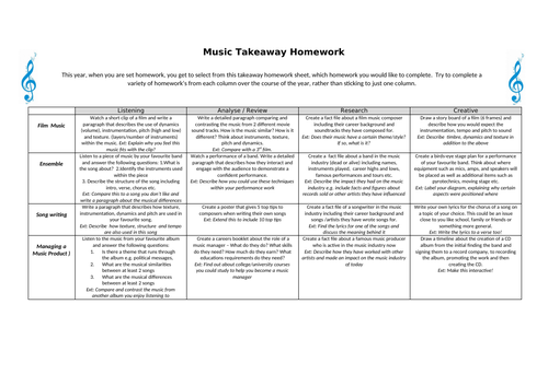 music homework help ks3