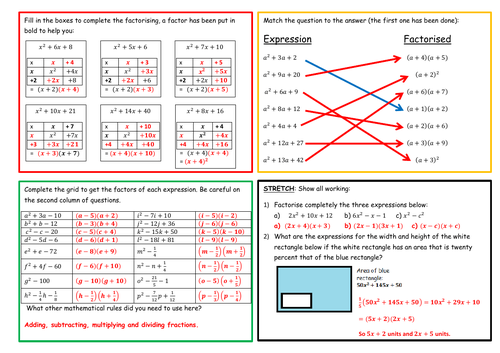 Factorising Quadratic Expressions Lesson