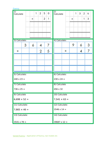 y6 long multiplication short division teaching resources