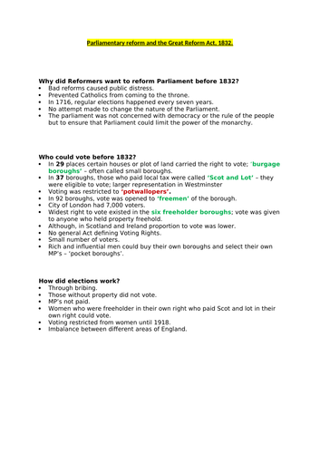 Parliamentary Reform 1832